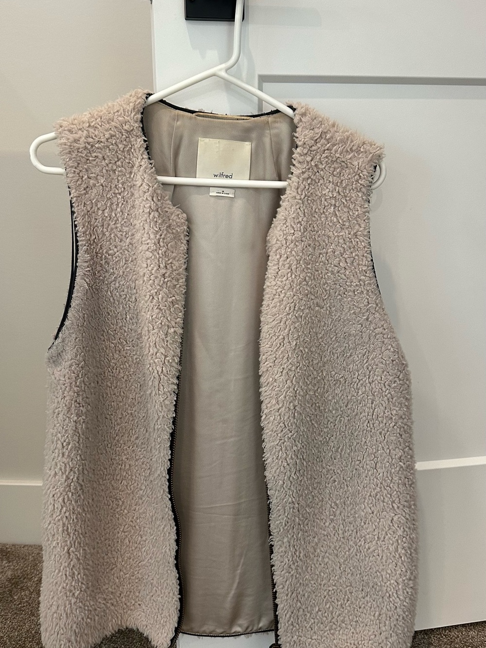 Wilfred Cream Sherpa Vest with Smooth Lining